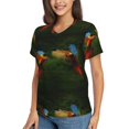 thumbnail image 5 of Yiaed Hybrid Parrot in the Forest Print Women's T Shirt V-Neck Short Sleeve Shirt Casual Breathable Tee Summer Tops-X-Large, 5 of 5