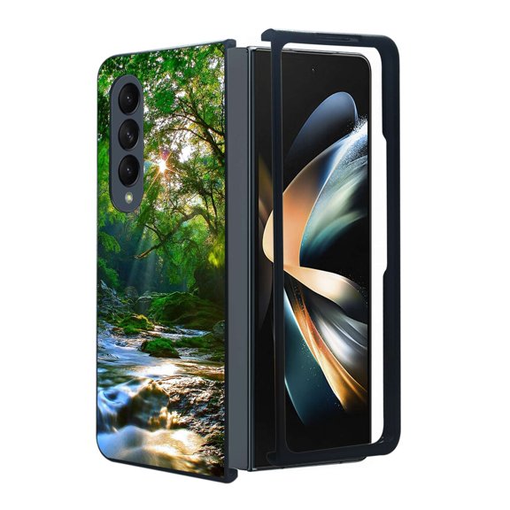 ANJ Protective Snap-On Design Printed Case Compatible with Samsung Galaxy Z Fold 4 - Forest Stream