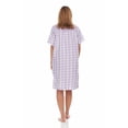 thumbnail image 4 of Dream8teen Women's Snaps Front Closure House Dress Sleeveless Woven Housecoat Duster Lounger Robe 2017 Purple Plaid Medium, 4 of 5