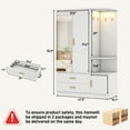 thumbnail image 5 of Blotout 2 Door Armoire Wardrobe Closet with Mirror & Sensor Lights, 71'' Large Wardrobe Armoire with 2 Drawers & Shelves, Modern Wooden Armoire Storage with Hanging Rod for Bedroom, White, 5 of 7