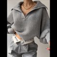 thumbnail image 4 of Suéteres de Larga para Mujer, Suéter Ajustado y Elástico de Gran Tamaño, Jersey de Punto Acanalado de Color Liso. Gris M, 4 of 8