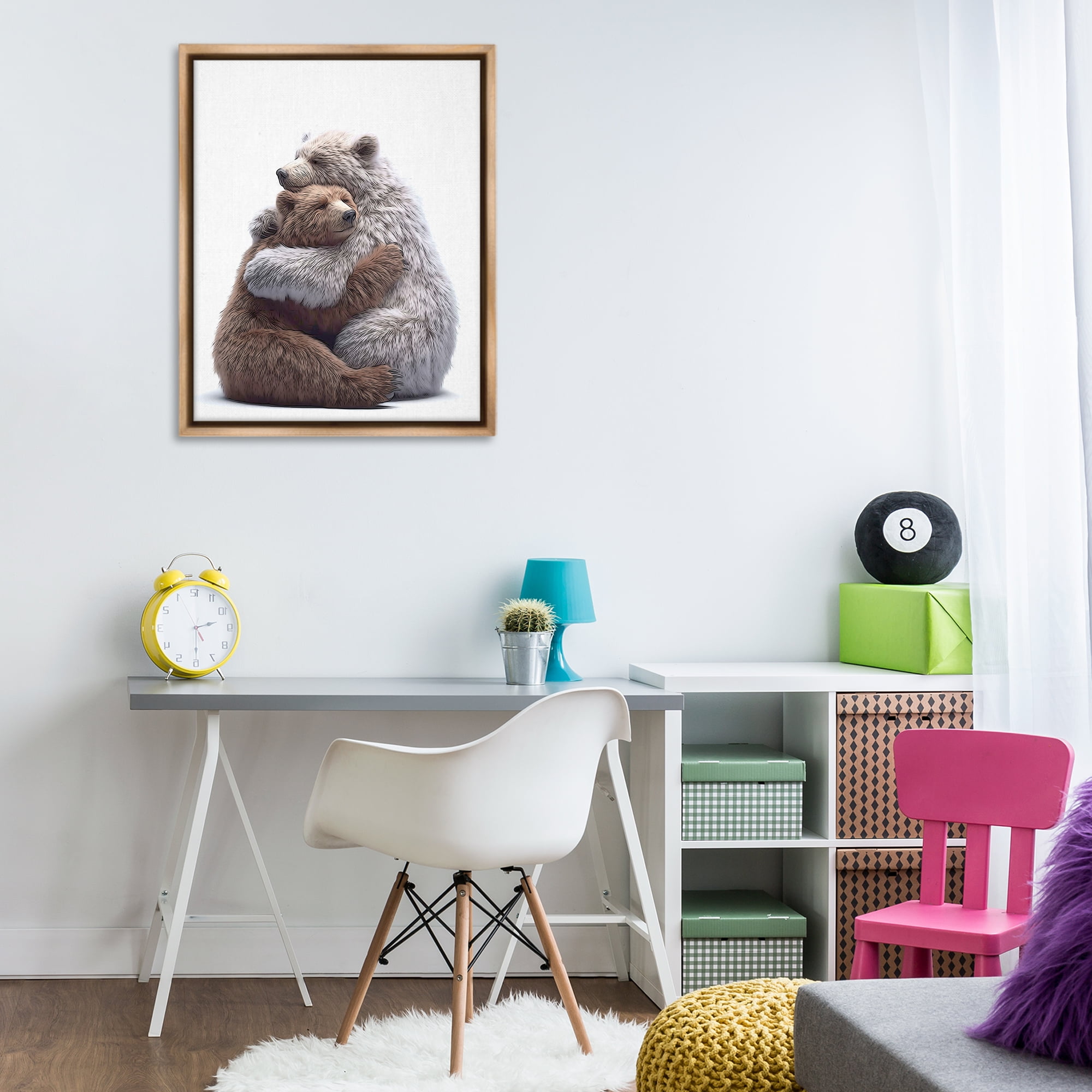 Stupell Industries Hugging Bear Pair Animals & Insects Painting Brown Floater Framed Art Print Wall Art, 25 x 31
