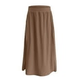 thumbnail image 4 of cocolona Skirts for Women Summer Casual Loose Elastic Waist Long Skirts Beach Vacation Pleated Flowy Skirts with Pockets Khaki XXL, 4 of 5