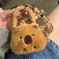 thumbnail image 1 of Runquan Capybara Porte-Clés en Peluche Sac à Argent Mini Sac à Main Mignon Étui pour Écouteurs, 1 of 7