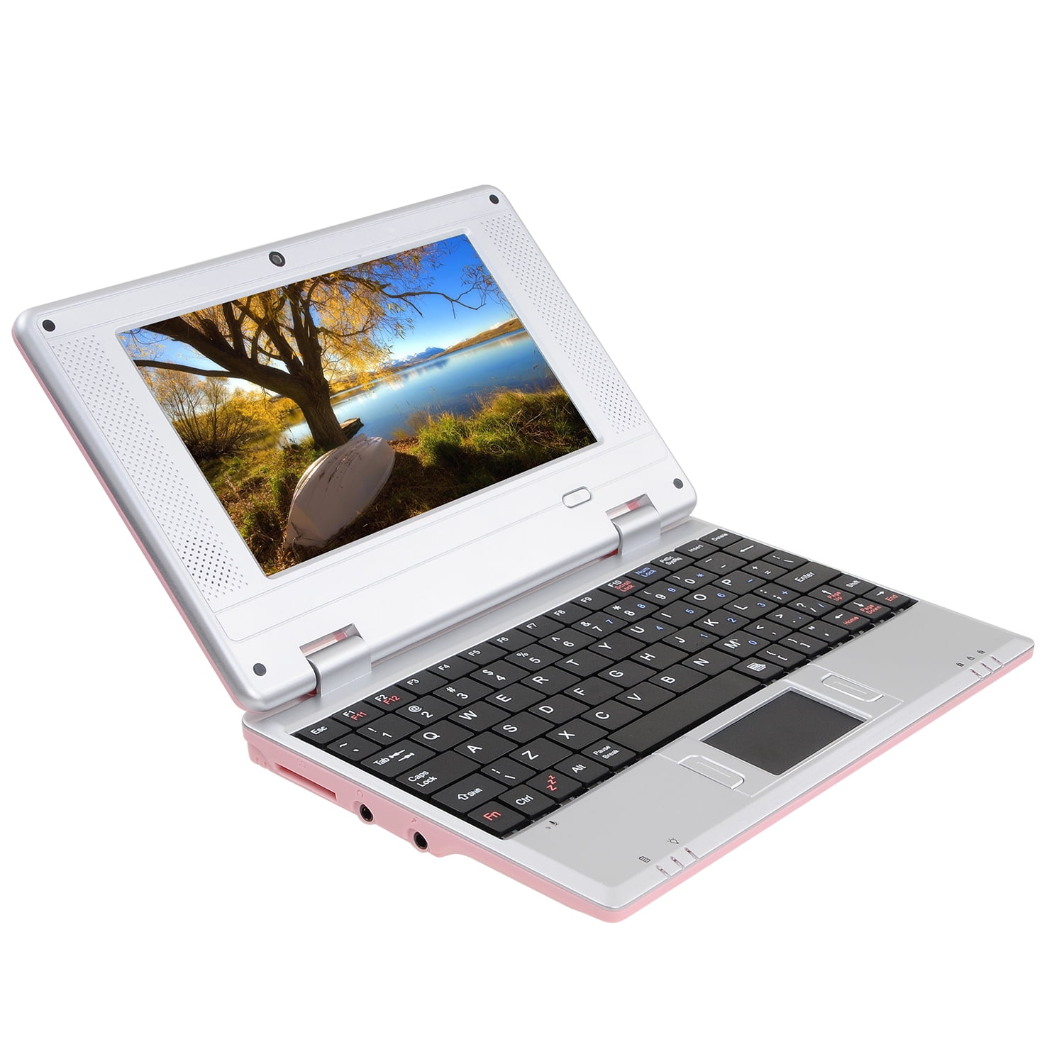 Goldengulf 7 Inch Portable Mini Computer Laptop PC Netbook for Kids Android 12 Quad Core 32GB WiFi Built in Camera YouTube Flash Player-Pink