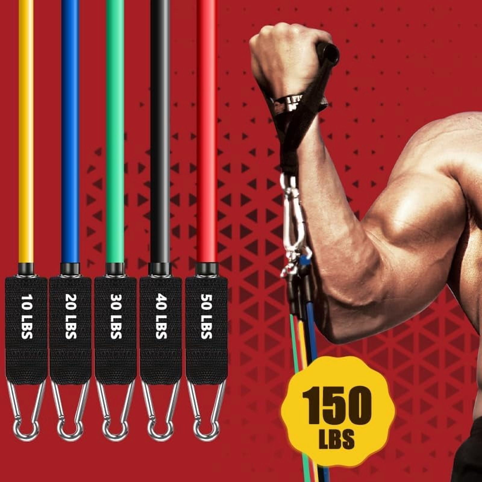 JJEAN-Resistance Bands Set, Exercise Bands, Workout Bands with Handles for Men and Women, Ankle Straps, Door Anchor and Carry Bag - Home and Gym Strength Training