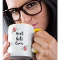 thumbnail image 2 of 3drose, Floral Best Aiti Ever Pretty Watercolor Pink Flowers Finnish Mom Love, 11oz Two-tone Yellow Mug, 2 of 6