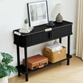 thumbnail image 6 of PHOYAL Fluted Console Table Sofa Table with 2 Tambour Sliding Doors and Open Storage Shelves, Modern Entryway Table Accent Table for Living Room Hallway Bedroom, Black, 6 of 8