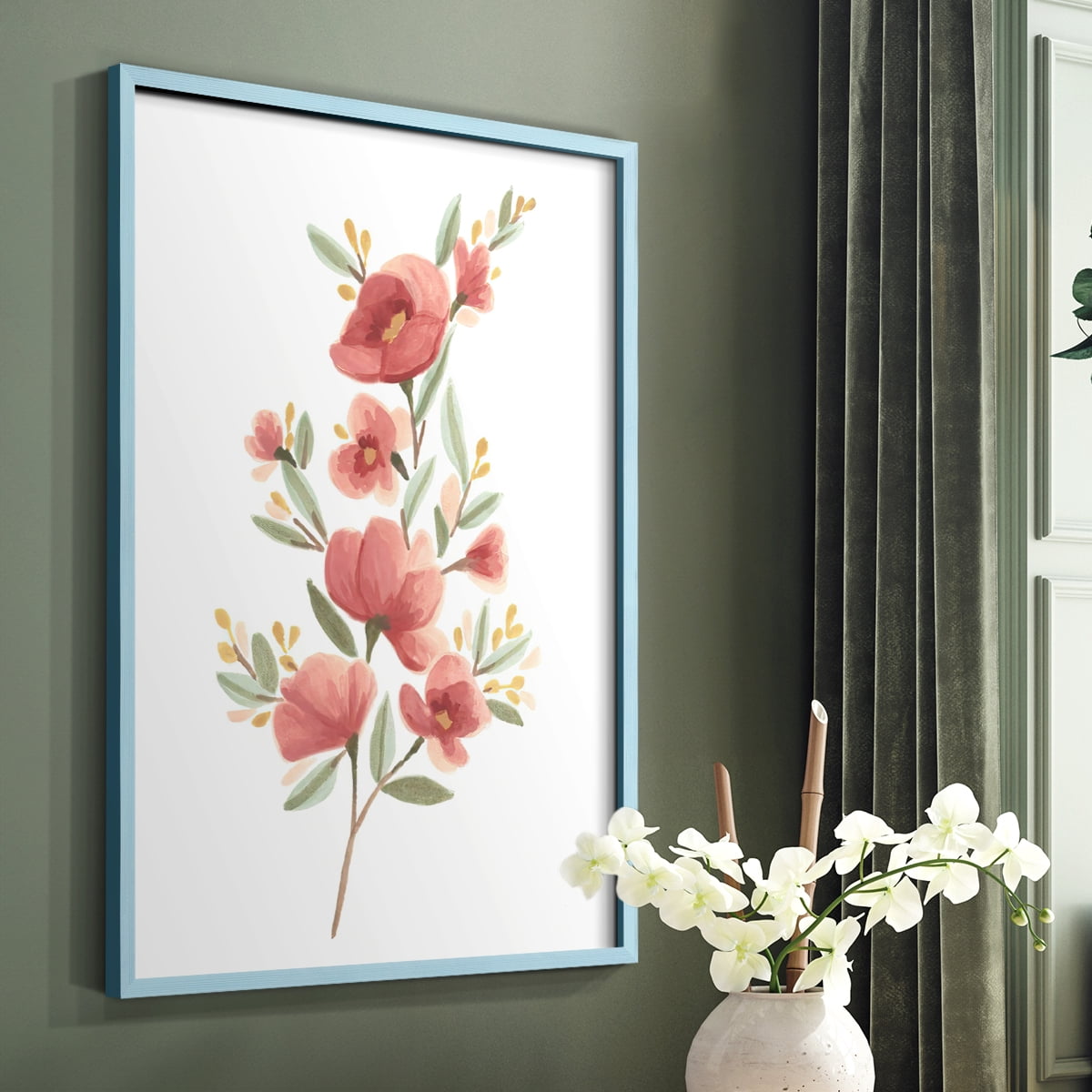 Wildflower Sprig III Framed Print - Solid Wood in Single Picture Frame Solid Wood 2 Framed Print