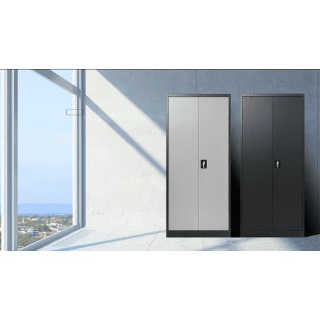

Metal Storage Cabinet with 2 Doors and 4 Shelves Lockable Steel Storage Cabinet for Office Garage Warehouse (Grey)
