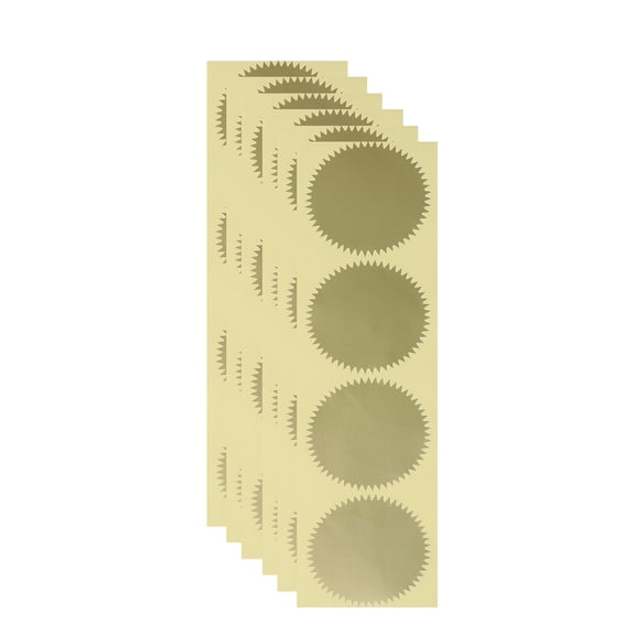 HEANUJJ 40Pcs Golden Round Jagged Lace Stickers Self Adhesive DIY Decorative Label Paste