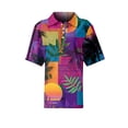 thumbnail image 4 of IYYVV Waffle Polo Shirts for Women Short Sleeve T-Shirt Summer Casual Tennis Work Athletic Tops Fashion Floral Printed Tee Purple M, 4 of 5