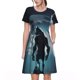 thumbnail image 1 of Disketp Moon Wolf Warrior para Vestido de Manga Corta para Mujeres, Vestidos de Verano para Mujeres, Casual y Holgado para la Playa, 1 of 6