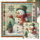 thumbnail image 1 of Hilo Algodón Ecológico Bordado Punto Cruz Con Muñeco Nieve Impreso 11CT 40x40cm, 1 of 9