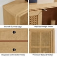 thumbnail image 5 of GZXS Accent 2-Door Rattan Cabinet with Adjustable Shelf, Pop-Up Design Doors, Modern Bohemian Storage Cupboard with Cable Holes, 39.4"L x 9.3"W x 32.3"H, Natural, 5 of 9