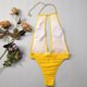 thumbnail image 5 of Gibobby Bañador de una pieza Bikinis con estampado sólido para mujer, traje de baño Sexy con realce, conjunto de Bikini, traje de baño para playa, traje (Amarillo,CH), 5 of 5