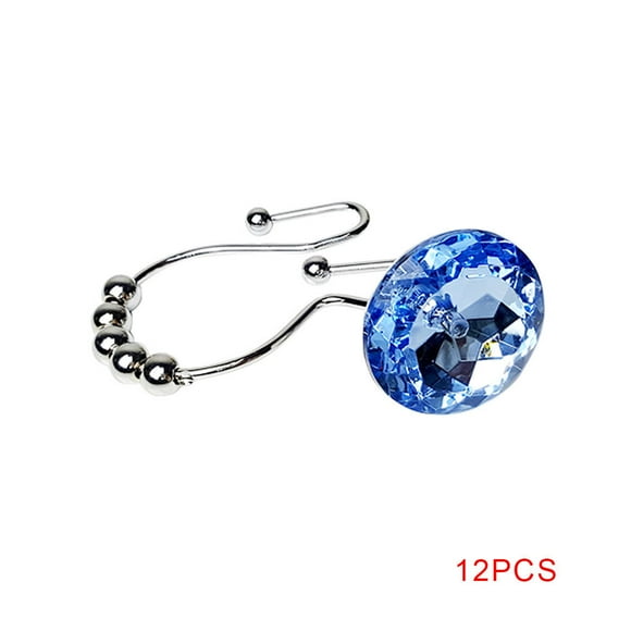 Xingzhi 12pcs Double Glide Shower Curtain Rings Acrylic Crystal Rhinestones Hang Curtain and Liner Hooks Home Decoration