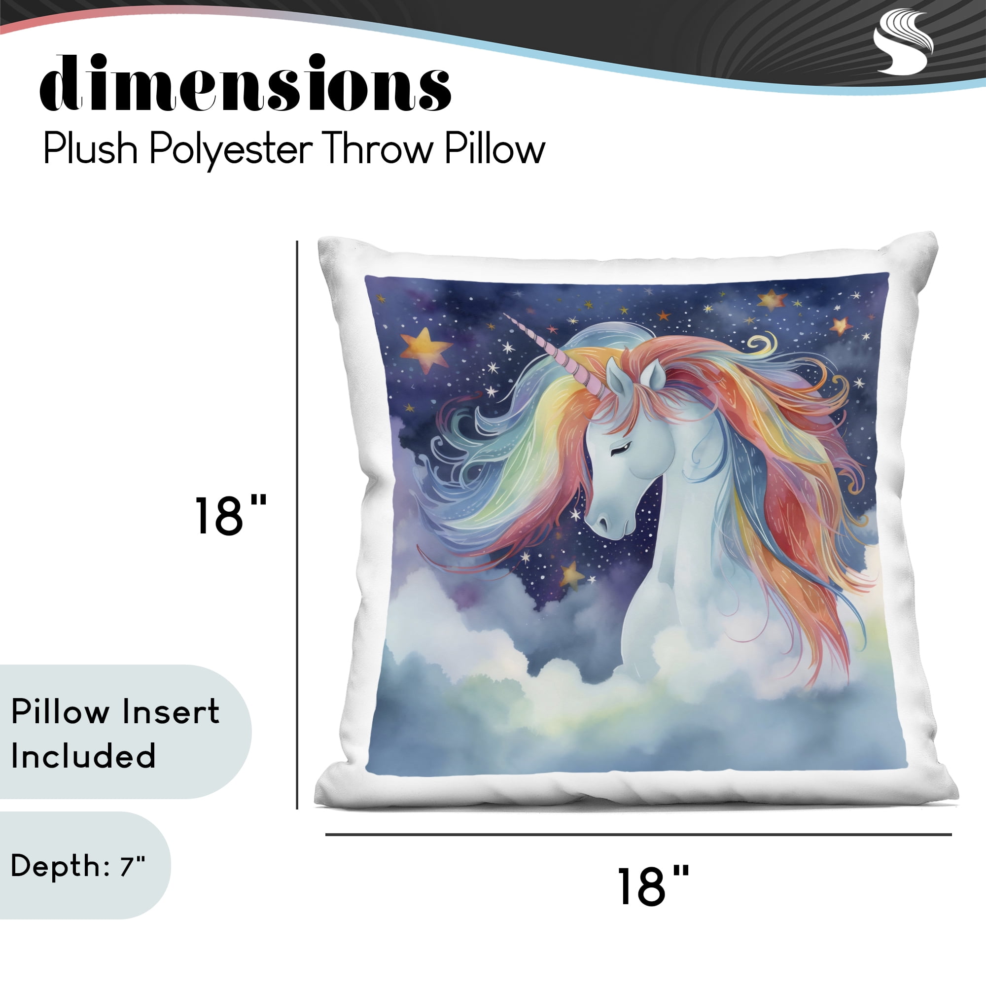 Stupell Industries Rainbow Mane Unicorn in Clouds Decorative Printed Throw Pillow, design by Creative Studio