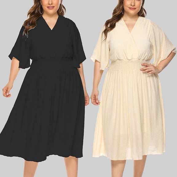 YHAJDS Women's Casual Dress,Women's Dresses Long Sleeve V Neck Solid Color Waist Cinched Fall Dresses for Women Elegant Slim Midi Dress Fashionable Casual Long Sleeve Dresses