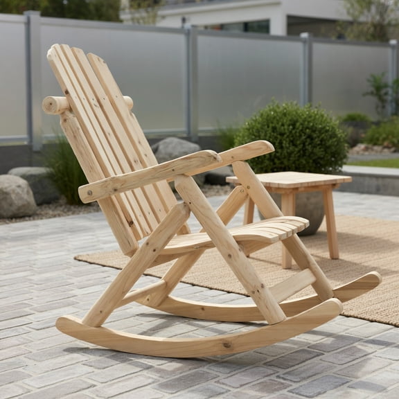 Resenkos Outdoor Wood Rocking Chair, Patio Rocking Chairs ,Porch,Backyard,Indoor and Garden