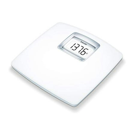 Beurer White Digital Bathroom Scale with Extra Large LCD Display, White Illumination,