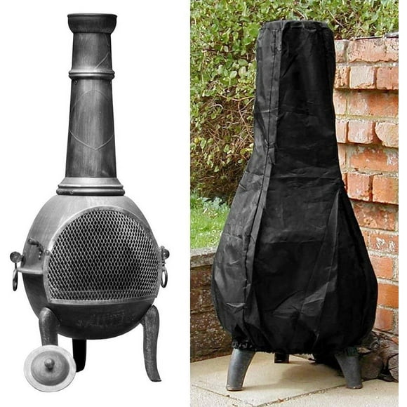 Housse de Terrasse Extérieure Chimenea Imperméable Jardin Robuste Respirante en Tissu Oxford Housse de Chauffe-Terrasse Pluie Soleil Protection UV 1,2 m de Haut Noir