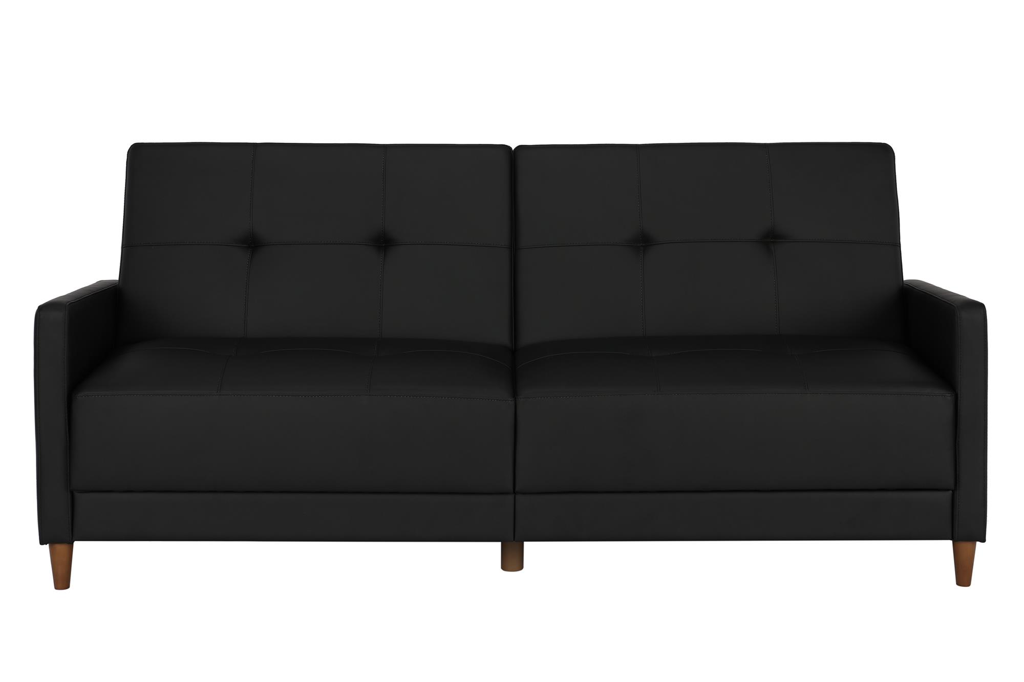 DHP Andora Coil Futon, Black Faux Leather