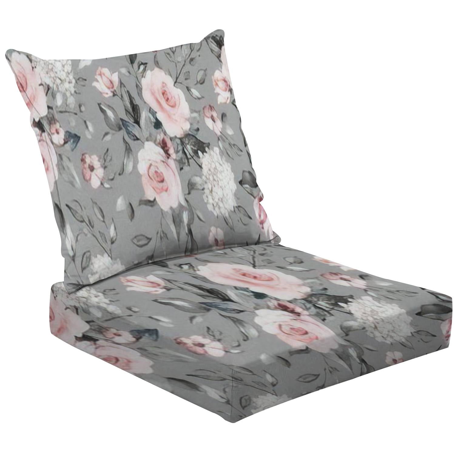 2Piece Deep Seating Cushion Set Seamless spring flowers leaves Hand