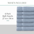 thumbnail image 2 of Home Weavers Willow Bath Towels Set of 6, 100% Cotton Zero Twist, 630 GSM, Soft Absorbent Quick Dry, 27x54 inch, Blue, 2 of 8
