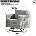 thumbnail image 3 of Vcatnet Dark Gray Wicker Swivel Rocking Chair for Garden, 3 of 6