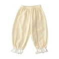 thumbnail image 3 of Juslio Girls Pants Solid Casual Summer NewLace Bound Leg Lantern Double-layer Gauze Outer Mosquito Proof Beige, 3 of 3