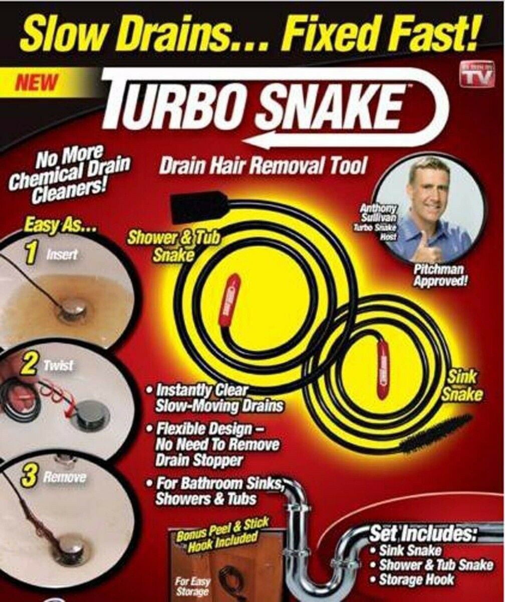 As seen on Tv Snake Turbo Drain Flexible Stick Drain Opener Hair Drain Clog Remover  Kit Tool 