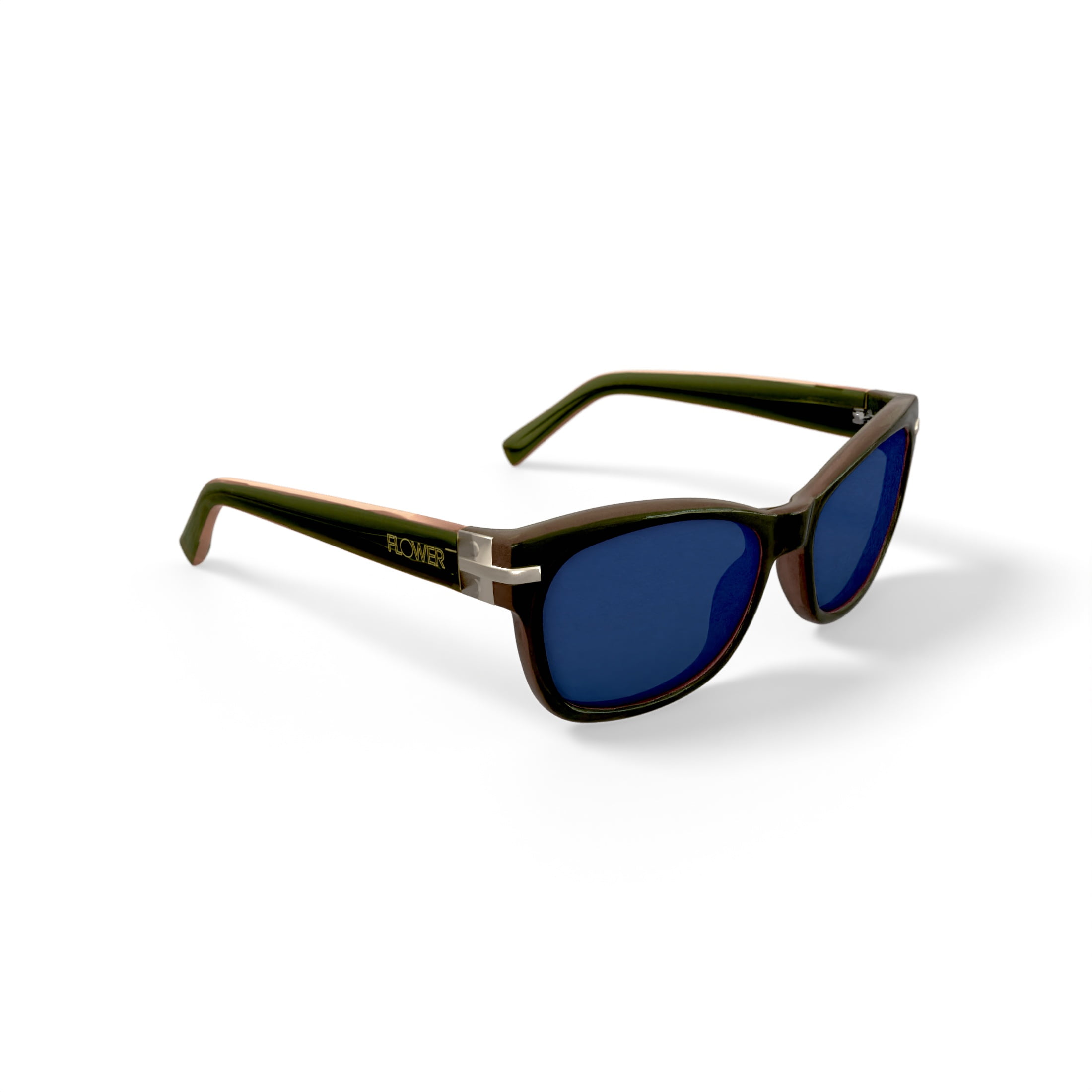 FLOWER Women's Rx'able Fashion Sunglasses, FLR1002 - Holly, Green/Pink, 56-18-135, with Case