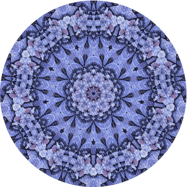 Ahgly Company Tapis Rond Lavable en Machine Intérieur Transitionnel Bleu Ciel, 6 Pieds Rond