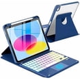 thumbnail image 1 of Funda con Teclado Retroiluminado Azul Oscuro, Rotación de 360° con Soporte para Lápiz para iPad 11" 2025/10.9" 2022, 1 of 9