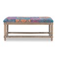 thumbnail image 4 of Linon Isla Multi Patterned Upholstered Wood Bench in Blue, 4 of 9