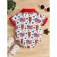 thumbnail image 3 of Bagilaanoe 4th of July Newborn Baby Boy Rompers Print Short Sleeve Bodysuit + Headband 3M 6M 12M 18M Infant Summer One Piece Short Jumpsuit for Independence Day, 3 of 8