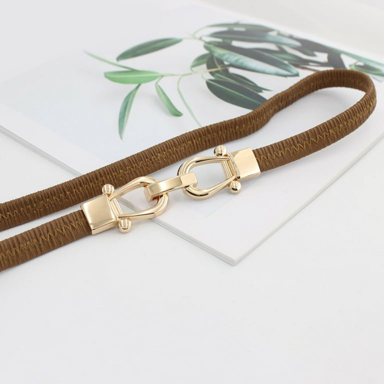ZHENHONG Rope Belt for Women Inset Style Gold Hook Decorative Slim