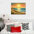 thumbnail image 3 of Chilfamy Coastline Sunrise Landscape Mural Modern Oil Painting Plant Sage Size Canvas Wall Art Pictures Decor Home 20x16 Inch, 3 of 3