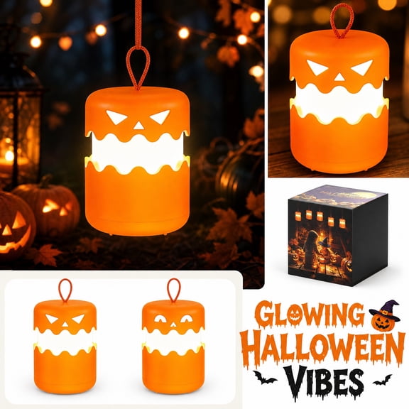 Halloween Pumpkin Lantern, Collapsible Jack O Lantern Pumpkins with Lanyard, Halloween Party Favors, Light up Pumpkin Outdoor for Halloween Party Decoration