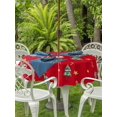 thumbnail image 2 of Outdoor Tablecloth with Umbrella Hole and Zipper, Christmas Tree Round Table Cloth 60 Inch Waterproof Tablecloth, Red Xmas Candy Cane Stars Winter Holiday Picnic Table Cover for Patio Camping, 2 of 7
