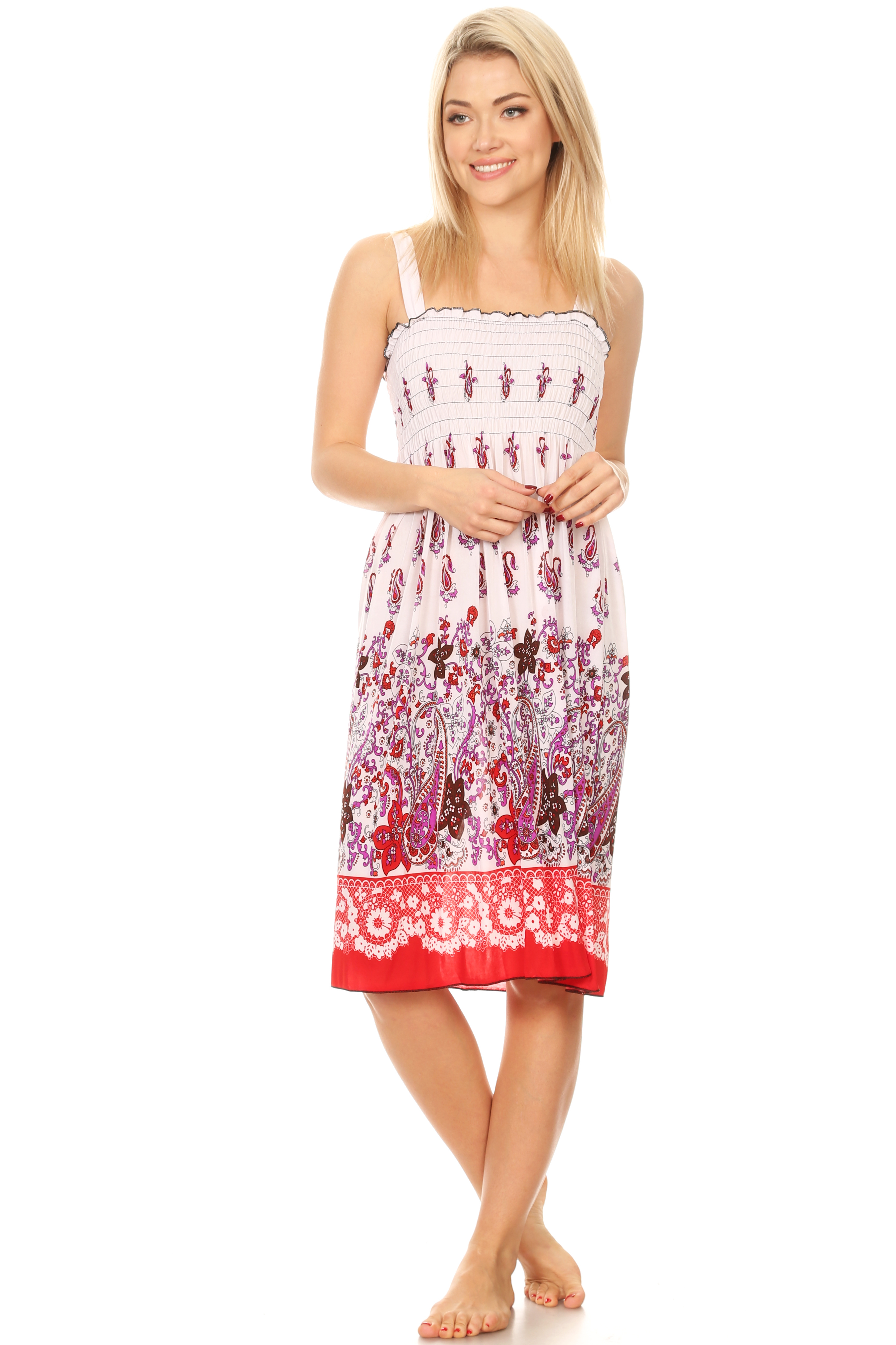 Lati Fashion SD005 Sun Dress Beach Cover up Stretch Knee High Tank