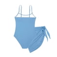 thumbnail image 5 of SSCMYXG Girls 1 Piece Swimsuit with Wrap Skirt, Contrast Trim Bathing Suit for Tween Girls Beach Pool Sky Blue 7-8 Years, 5 of 7