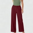 thumbnail image 6 of DailyTrove Ladies Elastic Waist Flowy Wide Leg Pants Lightweight Loose Full Length Summer Casual Walking Pants, 6 of 7