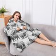 thumbnail image 5 of Oversized Wearable Blanket Hoodie,Gray Highland Cow Person Pattern Sherpa Blanket Hoodie with Super Pockets,Super Warm Fuzzy Pullover for Women & Men, 5 of 6