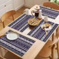 thumbnail image 5 of Purple Black Boho Placemats Set of 4 Vintage Tribal Striped Southwestern Place Mats Indoor Wipeable Table Mats Washable Cloth Dining Table Placemats for Kitchen Holiday Party Home Decor 13x19 Inch, 5 of 9