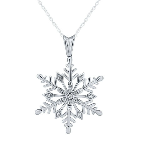 Diamond Snow Flake Pendant in Sterling Silver