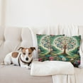 thumbnail image 4 of Ambesonne Springtime Throw Pillow Cover 2 Pack, Circular Tree Flourish, 24", Green Blue and Pink, 4 of 7