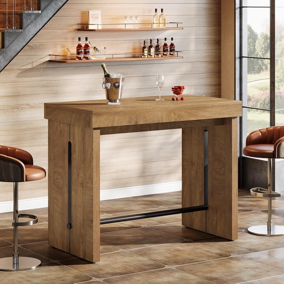 Tribesigns 41.3" Counter Height Pub  BarTable with Footrest, Rectangular High Top Table for Home Kitchen, Bistro, Rustic Brown