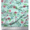 thumbnail image 1 of Soimoi Cotton Duck Fabric Leaves & Pink Flower Floral Print Fabric by the Yard 42 Inch Wide, 1 of 3
